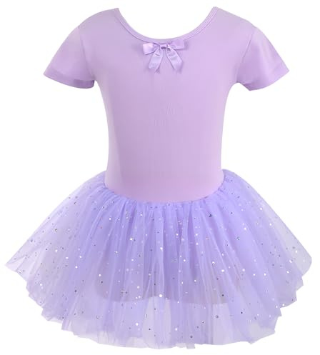 Vestido de Ballet para Niñas, Niñas Ropa de Ballet, Manga Corta Maillot de Danza, Algodón Traje de Ballet Tutú, Tutú para Niños, 150