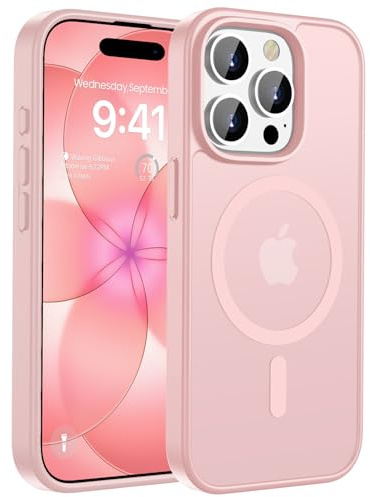 ORDA Magnetic Case for iPhone 15 Pro Max Case,Translucent Matte Back Slim for iphone 15 pro Max phone case,Military Grade Drop Proof Hard Back Protective Cover 6.7-light Pink