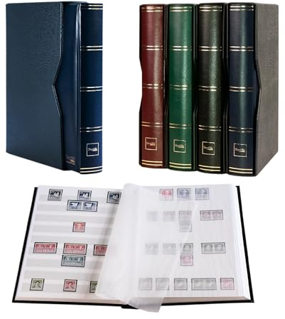 Prophila Collection 64 weiße Seiten Briefmarkenalbum wattiert mit Kassette blau