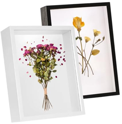 2 Cornici 3D per Riempire A4, Porta Ricordi Profondo: Foto, Bouquet, Disegni, Souvenir, Creazioni Artigianali, Medaglie (29.7x21 cm, Bianco)