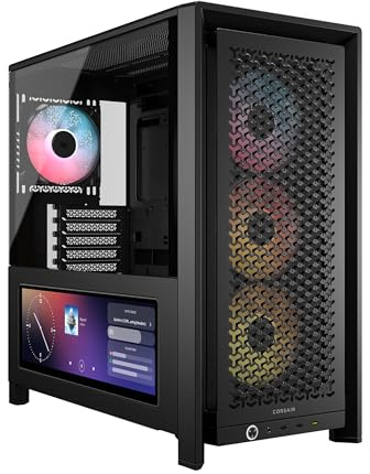 CORSAIR Frame 4000D LCD RS ARGB Modular Mid-Tower ATX PC Case â XENEON Edge LCD Touchscreen, InfiniRail Fan Mounting System, 4X RS120 ARGB PWM Fans, Reverse Motherboard Support â Black