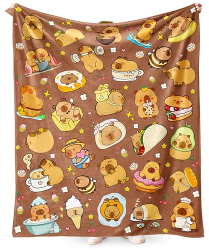 Capybaras Couverture Couvertures pour Lits d'enfants en Flanelle Douce Jolie Couverture pour Chambre à Coucher Polyvalente Décoration Blanket Moelleuse Légère 100×150cm