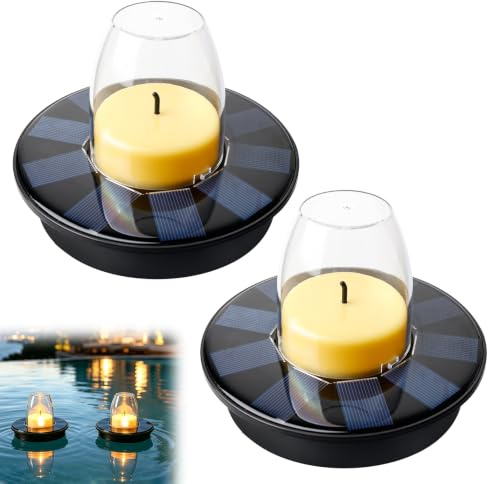 BYZESTY Velas flotantes solares, 2 unidades de iluminación solar para piscina, dos modos, velas solares, luces solares para piscina, iluminación para jardín, fiesta, terraza, piscina, estanque
