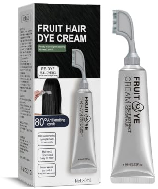 Plant-Based Comb Hair Dye Cream, Ammonia Free Natural Gentle, Full Grey Hair Coverage, Long Lasting Shiny Hair Color (Black)