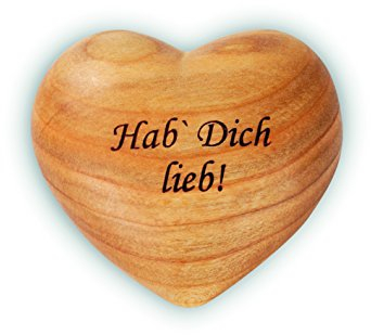 Waldfabrik Black Forest Herz mit Gravur aus Zierholz, ideal als Geschenkidee und Glücksbringer, Spruch wählbar (Hab Dich lieb!)