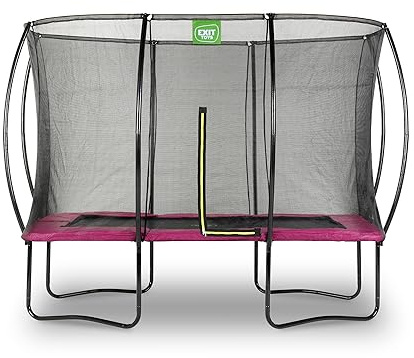 EXIT TOYS Trampoline Silhouette - 214x305cm - Trampoline Rectangulaire Extérieur pour Enfants - avec Filet de Sécurité et Système de Protection des Pieds - Prix Compétitif - Entrée Sécurisée - Rose