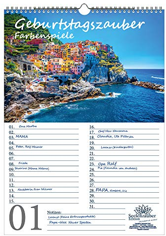 Geburtstagsplaner Geburtstagskalender Farbenzauber DIN A3 Kalender Farben Colours - Seelenzauber