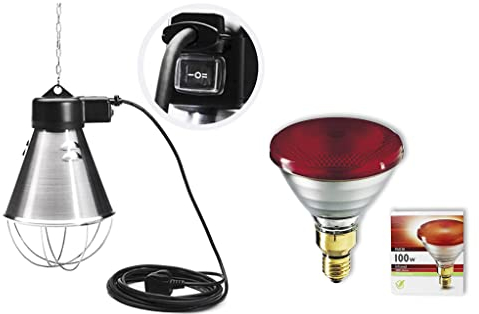 Zootec Lampada Riscaldamento Cuccioli a Raggi Infrarossi 100W | Switch Risparmio Energetico | 1 Unità
