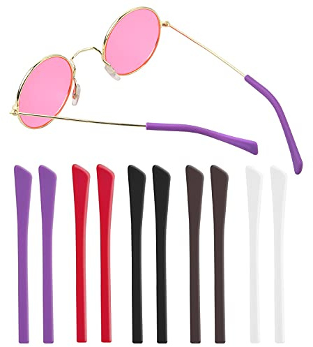 Puntas de Patas para Gafas 5 pares Silicona Extremos para las Patillas de las Gafas Patillas Antideslizantes Gafa Calcetines Gafas Reparación Accesorios para Patillas Metálicas Finas