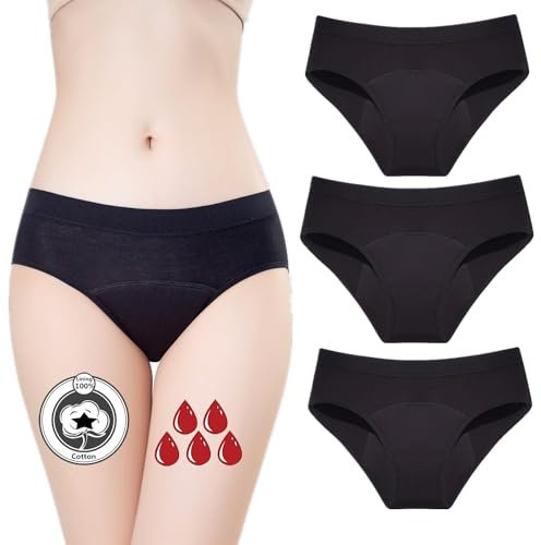 ZVZK Period Pants Heavy Flow 30ML Absorbent Women Leak Proof Panty Period Knickers Menstrual Underwear 3 Pack (M,Pack of 3)