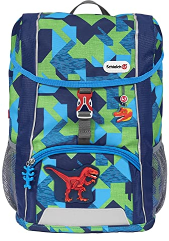 Step by Step Rucksack-Set Kid Schleich® „Velociraptor“, blau-grün, mit Sitzkissen, ergonomischer Rucksack mit höhenverstellbarem Brustgurt, für Kindergarten, Vorschule und Freizeit, 13 l