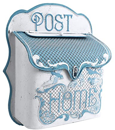 All Chic Buzón de Correo de Montaje en Pared, buzón de Correo Vintage, Montaje en Pared, Estilo Antiguo, decoración del hogar, buzón de Metal con patrón de Flores (Dorado)