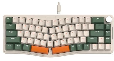 ATTACK SHARK AKS068 Alice 60% Mechanische Gaming Tastatur, USB-C Kabelgebundene Apex Pro Mini RGB Keyboard, Gasket Mount, Drehknopf, VIA-Programmierbar, Hot Swappable Blau Schalter, PC/MAC/QWERTY