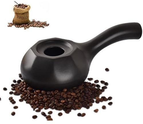 LBMED Hand-Kaffeeröster, Keramik-Kaffeeröster Mit Hochtemperaturbeständigem Griff, Gleichmäßiger Erwärmung Im 360°-Zyklus Und Einer Ausgabe Von 80–150 G/Zeit, Behält Den Ursprünglichen Geschmack Bei