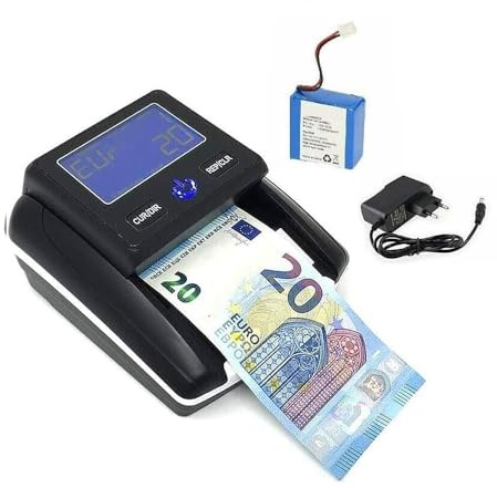 K2 STORE - RILEVATORE BANCONOTE SOLDI FALSI PORTATILE AGGIORNABILE CON USB RILEVA E CONTA SOLDI VERIFICA BANCONOTE EURO FALSI CONTABANCONOTE CON BATTERIA RICARICABILE CONTA BANCONOTE