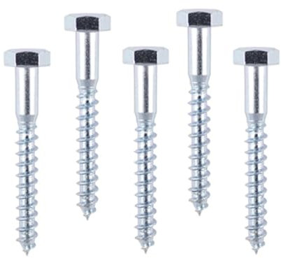 RADSO® M8 (8mm x 80mm) Hex Head Coach Screw - Zinc Plated-DIN571- For Wood, Masonry, Brick, and Concrete. Ideal for TV, Fence, Shelves, Decking and other Professional & DIY Projects- Pack of 10