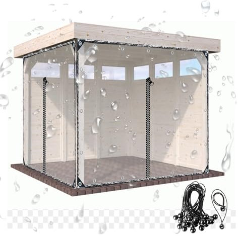 Panneaux de clôture de patio en vinyle avec porte zippée, panneaux latéraux en bâche imperméable en PVC transparent, rideaux en bâche en vinyle transparent pour garage, patio, belvédère, por