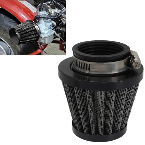 JFG RACING Filtro de Aire Moto 46 mm,Filtro Aire Universal Moto,Filtro Aire Admisión Aluminio para Motocross,Pit Bike,Scooter, ATV Limpiador de Carburador-Negro