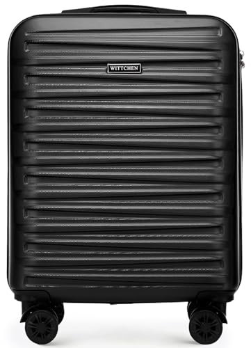 WITTCHEN Skyspeed Line Kabinenkoffer Kleines Kabinengepäck ABS Hartschalenkoffer Reisekoffer Rollkoffer Kleiner Koffer Trolley Kombinationsschloss Teleskopgriff 4 Rollen Schwarz