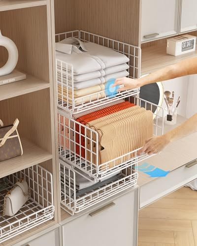 UMDONX 6 Stück Schrank Organizer Kleiderschrank,Ordnungssystem Kleiderschrank,FüR Garderobe,Küche,Wohnzimmer,Waschküche(Weiß)