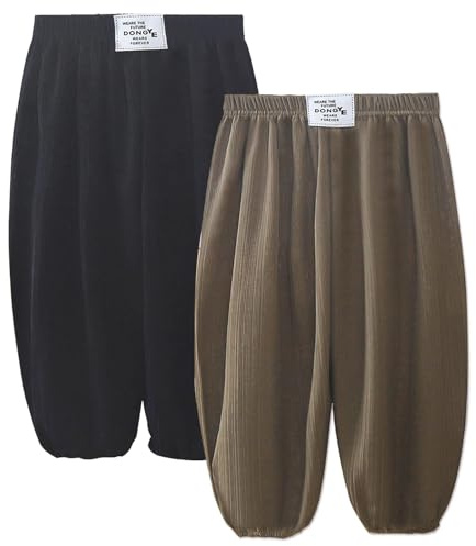 YUANQIAN Barns andningsbara snabbtorkande isbyxor – myggavvisande, unisex byxor med avslappnad passform, elastisk midja, justerbara manschetter, Svart+brunt, 9-10 Years