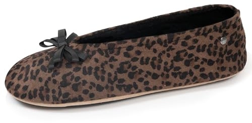 Isotoner Chaussons pantoufles Ballerines femme semelle intérieure moelleuse et confortable, 40, léopard