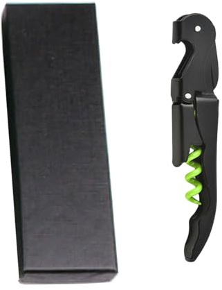 AAABOX Sacacorchos Profesional Sommelier de Doble Palanca，3 en 1 Abridor de Vino con Espiral de Acero Inoxidable,Wine Opener con Caja de Regalo(Verde y Negro)
