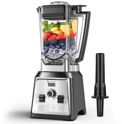 AMZCHEF Frullatore da 2000 Watt, 2 litri, frullatore potente con 8 velocità regolabili e 4 programmi preliminari per ghiaccio tritato, frullati, frullatore per carne, senza BPA