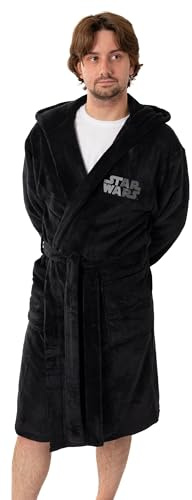 Star Wars Accappatoio con cappuccio nero da uomo di Darth Vader | Abbigliamento da casa in pile retrò con scritta Come to the Dark Side | Accappatoio comodo per il relax | Merchandising