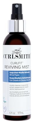 Curlfit Reviving Mist Micellar Refresh Spray | Peppermint, Tropical fruit, Hydrates, Neutralises odours, Reduces oil, All curl types, 177 ml