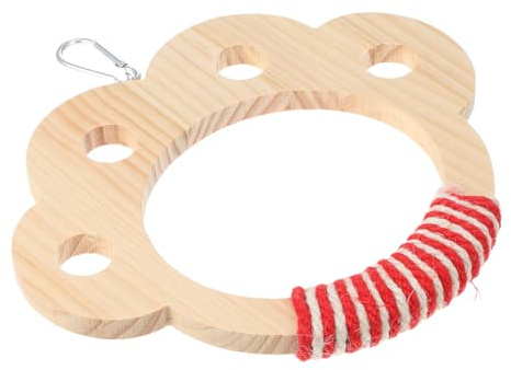 PENIKOKO Columpio Colgante para Pájaros de Madera Auténtica Diseño Pata de Gato, Soporte para Loros y Jaulas, Juguete Multifuncional para Aves Pequeñas y Grandes, Accesorio para Jaula