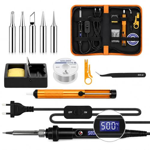 Kit Fer à Souder 80W, 13-in-1 mit LCD, einstellbar 180–500 °C und Zubehör