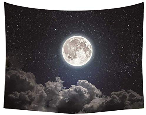 Moon Stars Wall Art - Outer Space Galaxy Artwork for Living Room or Bedroom (150x170cm)