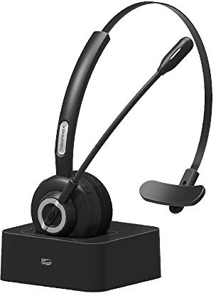 RAOPINGX Bluetooth-headset – Bluetooth-headset med mikrofon, brusreducerande trådlösa hörlurar för Business UC Skype Lync softphone callcenter kontor dator tydligare röst
