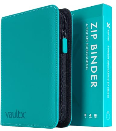 Vault X Raccoglitore per Carte da Collezione a 4 Tasche con Cerniera, 160 Carte, Materiale Exo-Tec per Album, 20 Pagine a Caricamento Laterale, TCG (Verde acqua)
