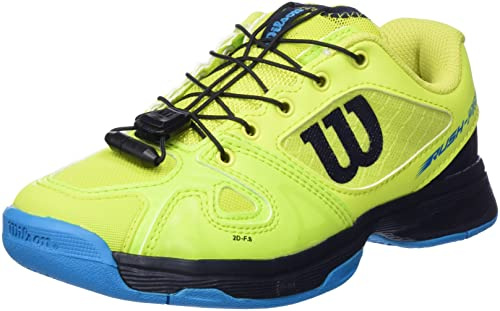 Wilson Wilson Jugend/Kinder Tennisschuhe, RUSH PRO JR QL, Grün/Blau/Blau, 33 1/3, Für alle Bodenbeläge, Alle Spielertypen, WRS327870E015
