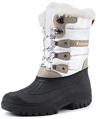 Knixmax Stivali da Neve per Donna e Uomo Stivali Invernali Foderati in Pelliccia Suole Impermeabili Scarpe Calde Stringati per Giardino, Fattoria e Outdoor