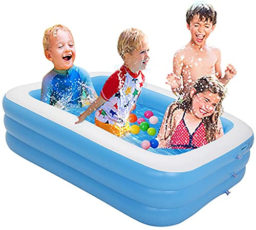 TONGQU Inflatable Pool, Paddling Swimming Pool for Toddlers, Kids, PVC Family Rectangular Inflatable Pool, Summer Water Party, for Backyard Outdoor