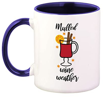 Ceramic Colorful Coffee Mug 11 Ounces Mulled Wine Weather Wine Glass Style B Tea Cup Christmas Spiced Wine Blue Inner Handle