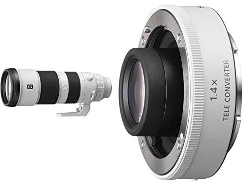 Sony SEL200600G High-Resolution Full Frame Super Telephoto Zoom G Lens with built in optical image stabilisation, SEL200600G.SYX & SEL E Mount 14TC 1.4x Teleconverter - White