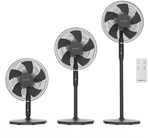 Newlux - Standventilator mit Fernbedienung, 3-in-1 W1050 Smart 10 Flügel, Durchmesser 40 cm, 3 Vel und Timer 18 h. Oszillierender Standventilator 90 °, höhenverstellbar, 130, 100 oder 70 cm (schwarz)