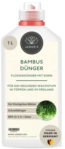 Bambus Dünger flüssig 1 L - 100% Schnelldünger mit Eisen - Spezialdünger - Flüssigdünger für Bambuspflanzen & Bambushecken - Bambus düngen im Freiland & Haus - Dünger Bambus