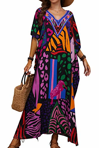 YouKD Vestido Largo de Verano con Kimono Bohemio Largo de Kaftan para Mujer Traje de Baño Batas de Paya