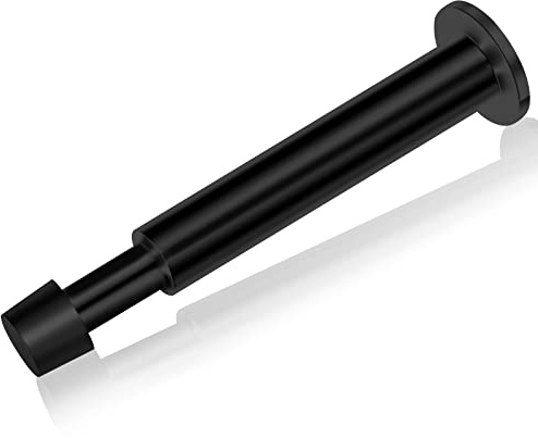 KOLAKO Butée de porte longue pour plinthes, noir, 1 pièce, support mural, réglable, moderne, robuste, acier inoxydable, pointe en caoutchouc, silencieuse, tranquillité d'esprit