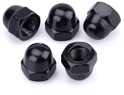 1/4-20 Hex Head Acorn Cap Nuts, 304 Stainless Steel 18-8 Hexagon Head Acorn Dome Cap Nuts, Black Oxide Finish, Hex Drive, 25 PCS