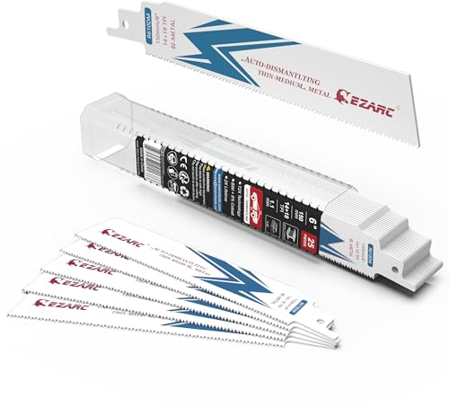 EZARC Hojas de sierra de sable de 25 piezas Hojas de sierra bimetálicas de 150 mm Sierra de sable, 14+18 TPI para corte de metal para acero, accesorios para sierra de sable