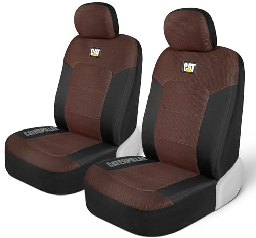 CAT® MeshFlex Automotive Seat Covers for Cars Trucks and SUVs (Set of 2) – Black/Brown Car Seat Covers for Front Seats, Truck Seat Protectors with Comfortable Mesh Back, Auto Interior Covers