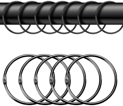40 Stück gardinenringe zum öffnen, Rundringe Vorhang Clips, 50mm Gardinenringe, Vorhangringe für Vorhänge und Gardinenstangen-Schwarz