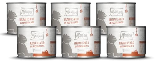 MjAMjAM - Nourriture humide premium pour chats - gibier savoureux à la pomme fruitée, paquet de 6 (6x200g), sans céréales