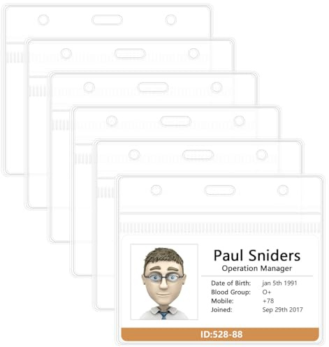 Mecool 6 Pcs Plastic Id Badge Holder Waterproof Clear Id Card Holder